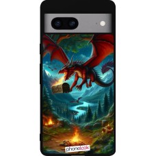 Google Pixel 7a Case Hülle - Silikon schwarz Drache Fliegend Wald Schatz