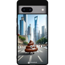 Google Pixel 7a Case Hülle - Silikon schwarz Kackhaufen Emoji Spaziergang