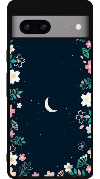 Google Pixel 7a Case Hülle - Silikon schwarz Flowers space