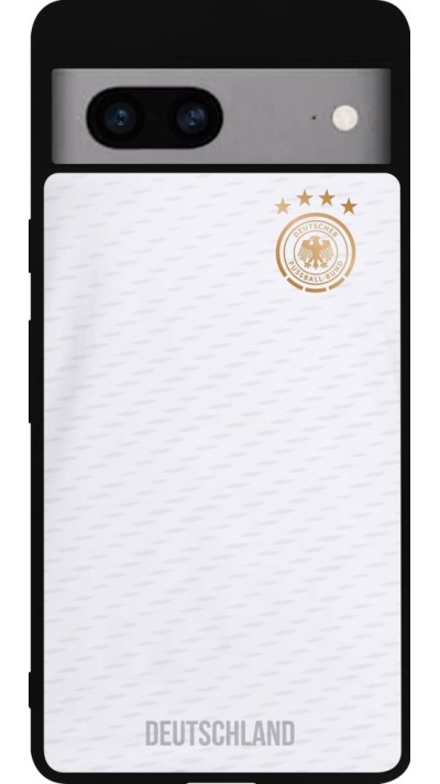 Google Pixel 7a Case Hülle - Silikon schwarz Deutschland 2022 personalisierbares Fußballtrikot