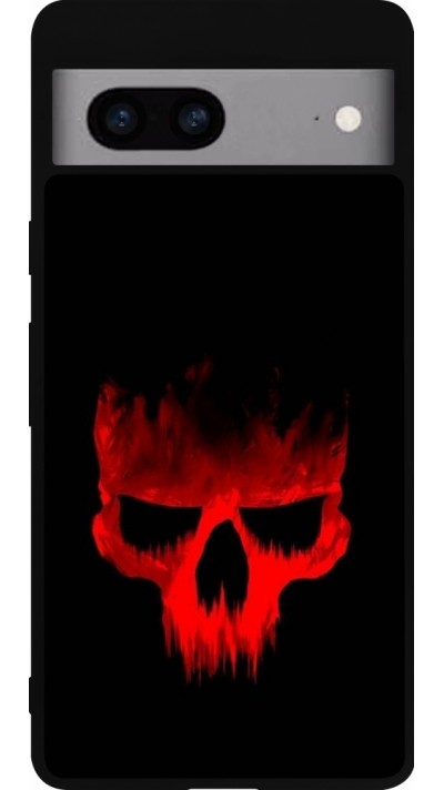 Google Pixel 7a Case Hülle - Silikon schwarz Halloween 2023 scary skull