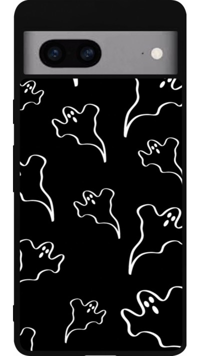 Google Pixel 7a Case Hülle - Silikon schwarz Halloween 2024 black and white ghosts