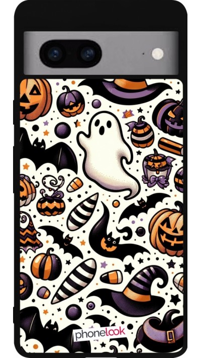 Google Pixel 7a Case Hülle - Silikon schwarz Halloween 2024 Niedliches Muster