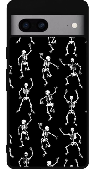 Google Pixel 7a Case Hülle - Silikon schwarz Halloween 2024 dancing skeleton