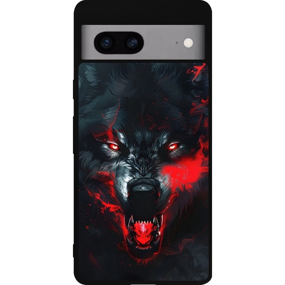 Google Pixel 7a Case Hülle - Silikon schwarz Halloween 2024 mad werewolf