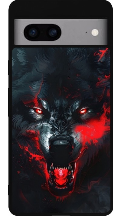 Google Pixel 7a Case Hülle - Silikon schwarz Halloween 2024 mad werewolf