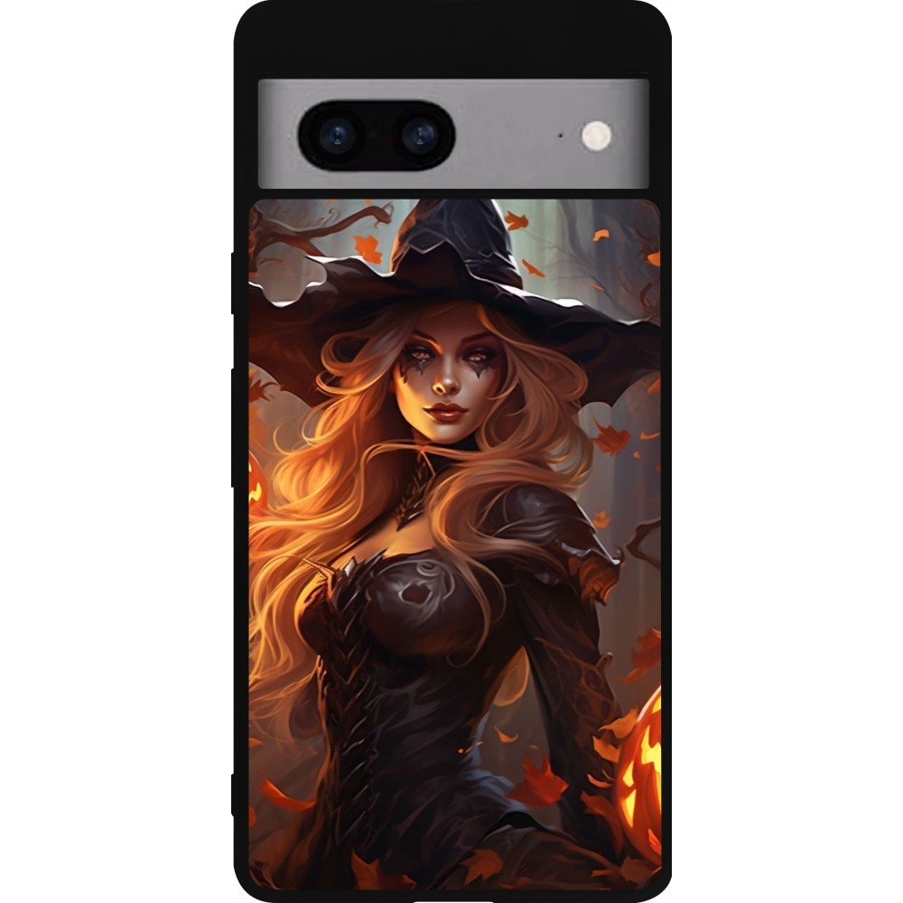 Google Pixel 7a Case Hülle - Silikon schwarz Halloween 2024 sexy witch