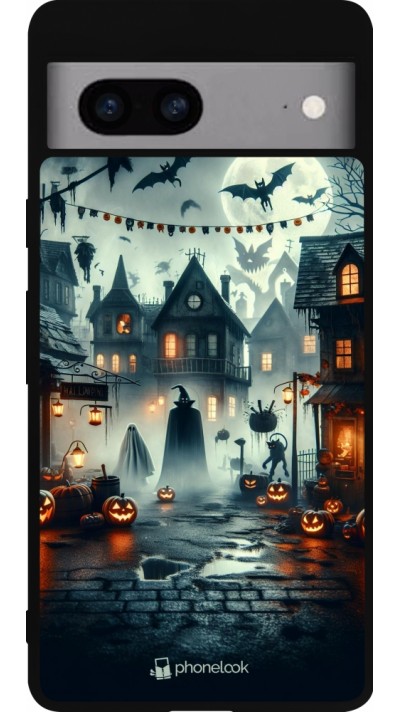 Google Pixel 7a Case Hülle - Silikon schwarz Halloween Spukstadt