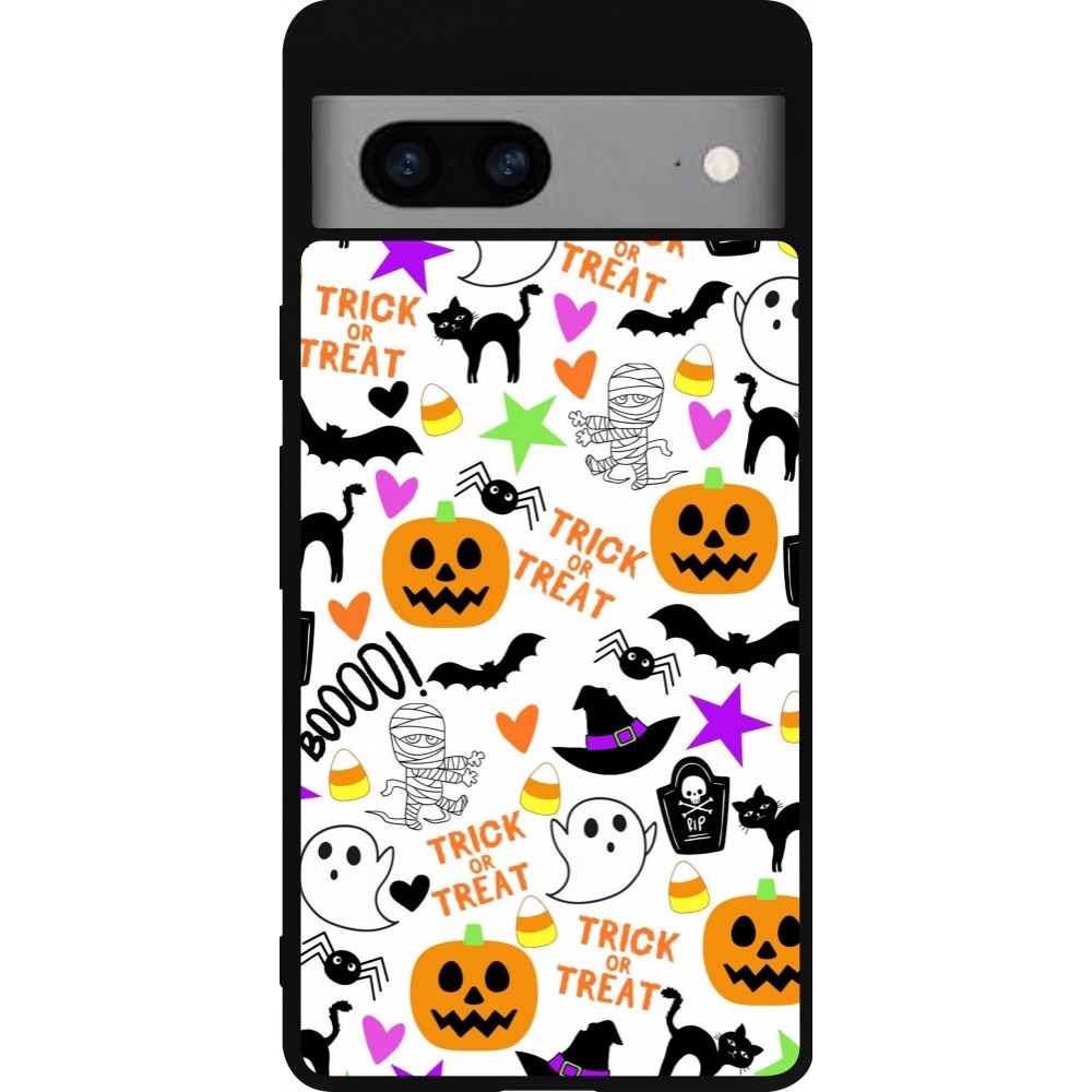 Google Pixel 7a Case Hülle - Silikon schwarz Halloween 2024 trick or treat