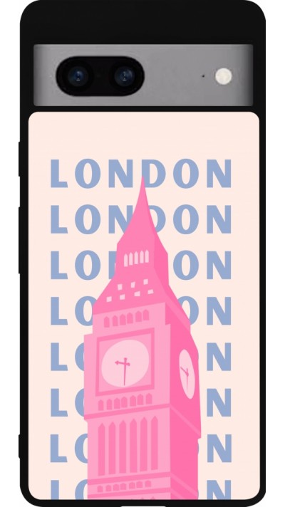 Google Pixel 7a Case Hülle - Silikon schwarz London Pink Print