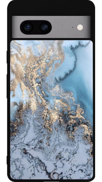 Google Pixel 7a Case Hülle - Silikon schwarz Marble 04