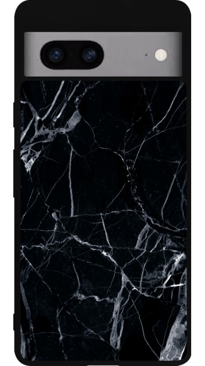 Google Pixel 7a Case Hülle - Silikon schwarz Marble Black 01