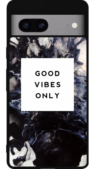 Google Pixel 7a Case Hülle - Silikon schwarz Marble Good Vibes Only