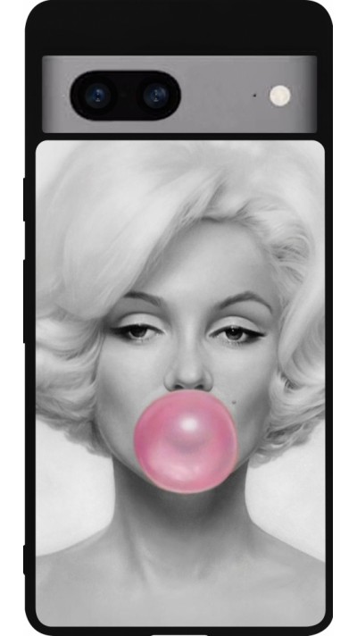 Google Pixel 7a Case Hülle - Silikon schwarz Marilyn Bubble