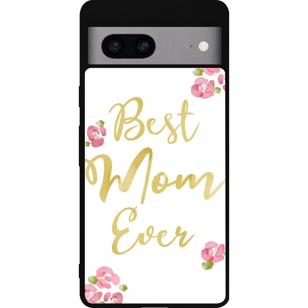 Coque Google Pixel 7a - Silicone rigide noir Mom 2024 best Mom ever