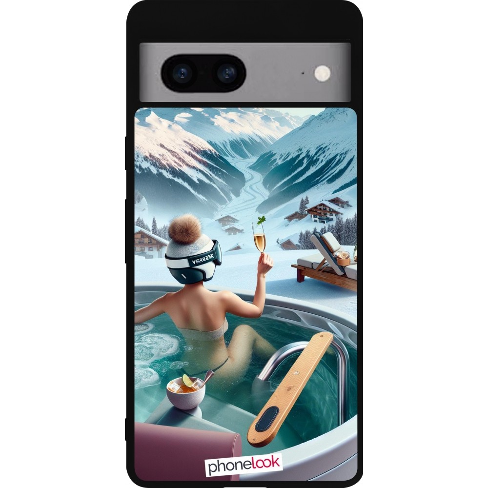 Google Pixel 7a Case Hülle - Silikon schwarz Berg Glamour Whirlpool