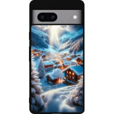 Google Pixel 7a Case Hülle - Silikon schwarz Berg Schnee Licht