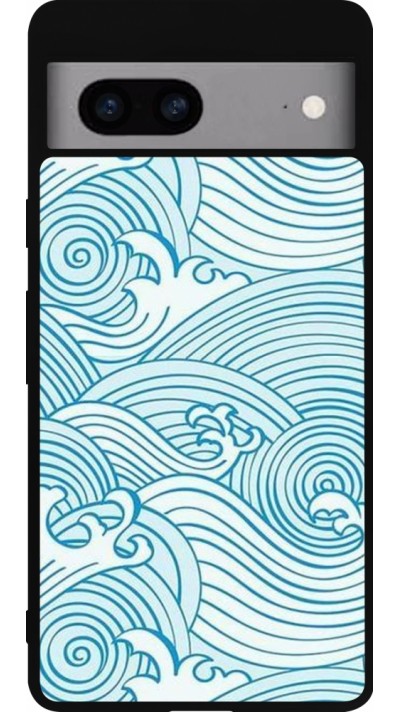 Google Pixel 7a Case Hülle - Silikon schwarz Ocean Waves