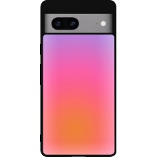 Coque Google Pixel 7a - Silicone rigide noir Orange Pink Blue Gradient