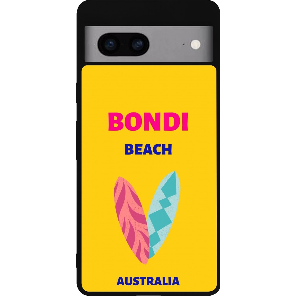 Google Pixel 7a Case Hülle - Silikon schwarz Pop Summer Destination Bondi