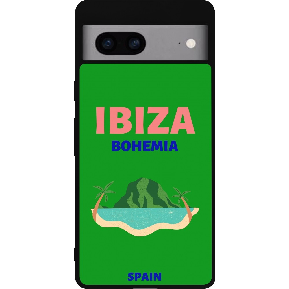 Coque Google Pixel 7a - Silicone rigide noir Pop Summer Destination Ibiza