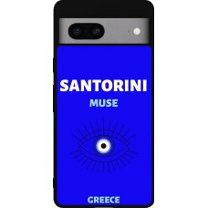 Coque Google Pixel 7a - Silicone rigide noir Pop Summer Destination Santorini