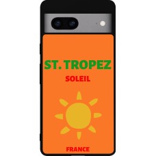 Coque Google Pixel 7a - Silicone rigide noir Pop Summer Destination St-Tropez