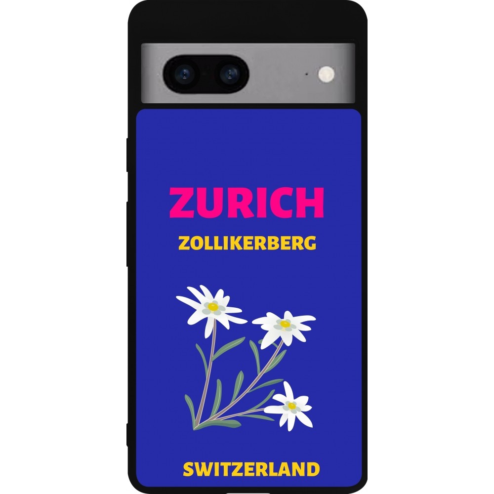 Coque Google Pixel 7a - Silicone rigide noir Pop Summer Destination Zurich