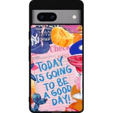 Coque Google Pixel 7a - Silicone rigide noir Preppy Today is Going to be a good day