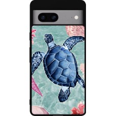 Coque Google Pixel 7a - Silicone rigide noir Preppy Turtle