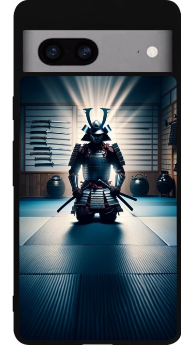 Google Pixel 7a Case Hülle - Silikon schwarz Samurai im Gebet