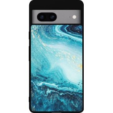 Coque Google Pixel 7a - Silicone rigide noir Sea Foam Blue