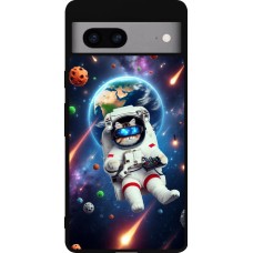 Google Pixel 7a Case Hülle - Silikon schwarz VR SpaceCat Odyssee