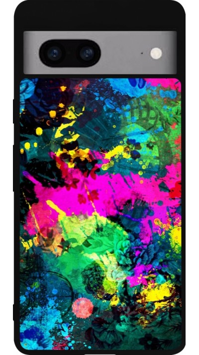 Google Pixel 7a Case Hülle - Silikon schwarz Splash paint