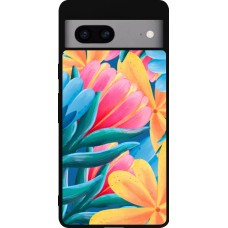 Coque Google Pixel 7a - Silicone rigide noir Spring 23 colorful flowers