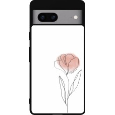 Google Pixel 7a Case Hülle - Silikon schwarz Spring 23 minimalist flower