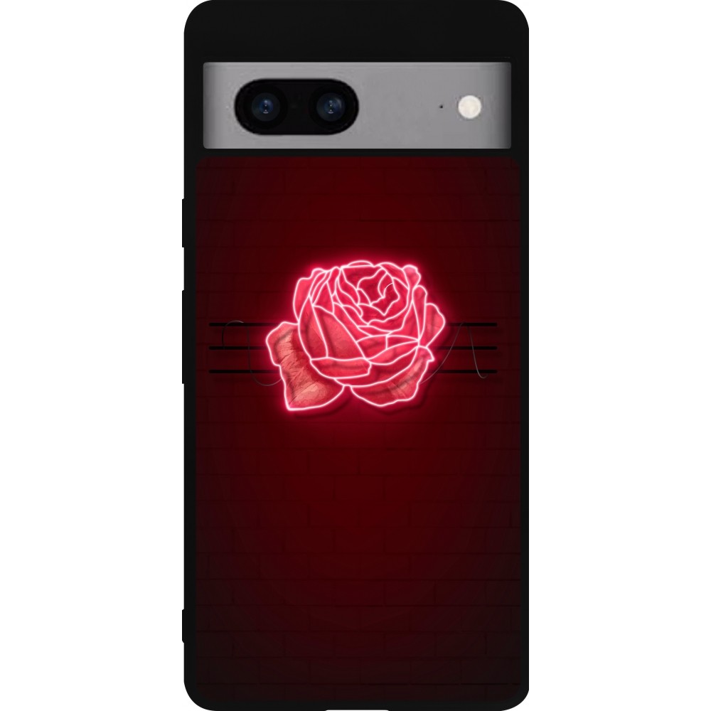 Google Pixel 7a Case Hülle - Silikon schwarz Spring 23 neon rose