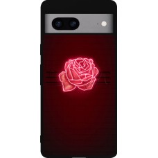 Coque Google Pixel 7a - Silicone rigide noir Spring 23 neon rose