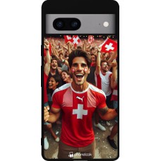 Google Pixel 7a Case Hülle - Silikon schwarz Schweizer Fan Euro 2024