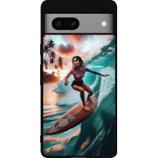 Google Pixel 7a Case Hülle - Silikon schwarz Surferin aus Bali