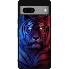 Google Pixel 7a Case Hülle - Silikon schwarz Tiger Blue Red