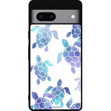 Google Pixel 7a Case Hülle - Silikon schwarz Turtles pattern watercolor