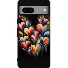 Google Pixel 7a Case Hülle - Silikon schwarz Valentin 2024 Schwarzes Herz Abstrakt