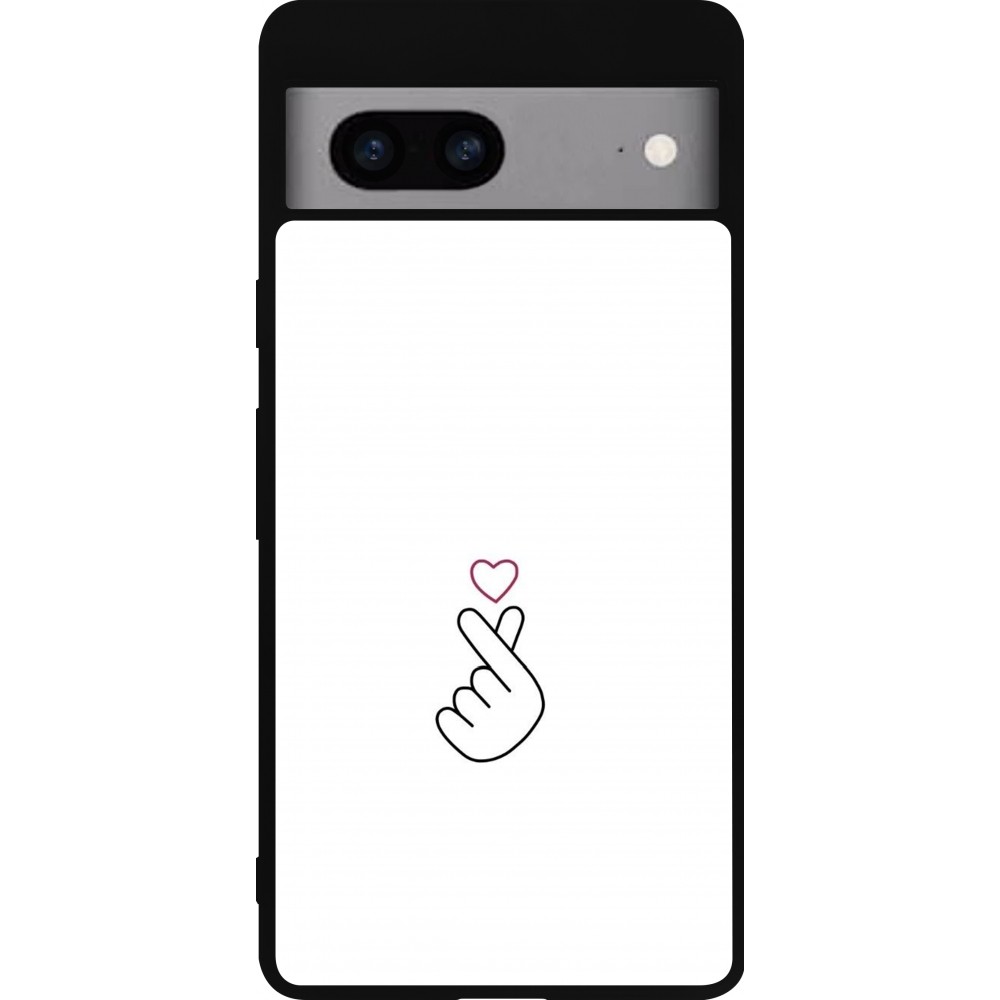 Google Pixel 7a Case Hülle - Silikon schwarz Valentine 2024 heart by Millennials