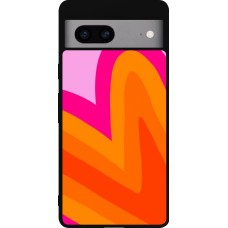 Google Pixel 7a Case Hülle - Silikon schwarz Valentine 2024 heart gradient