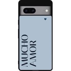 Google Pixel 7a Case Hülle - Silikon schwarz Valentine 2024 mucho amor azul