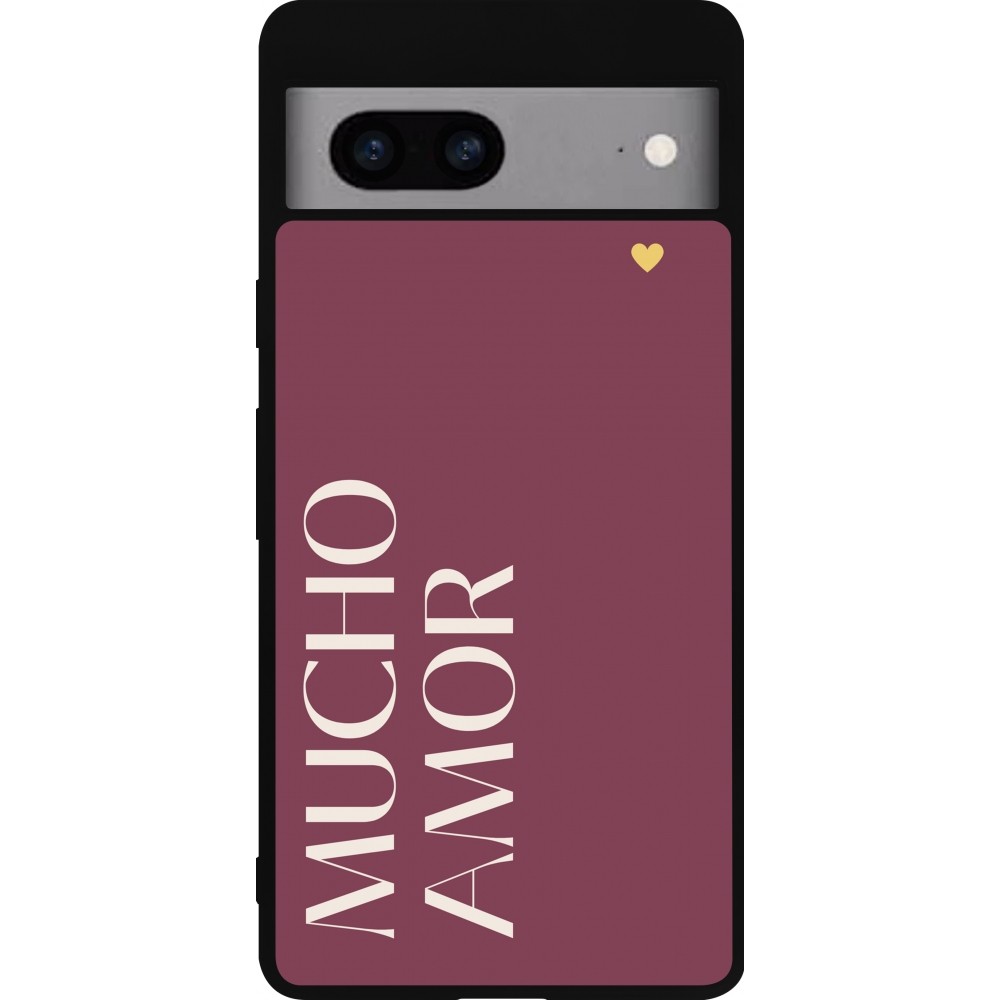 Google Pixel 7a Case Hülle - Silikon schwarz Valentine 2024 mucho amor rosado