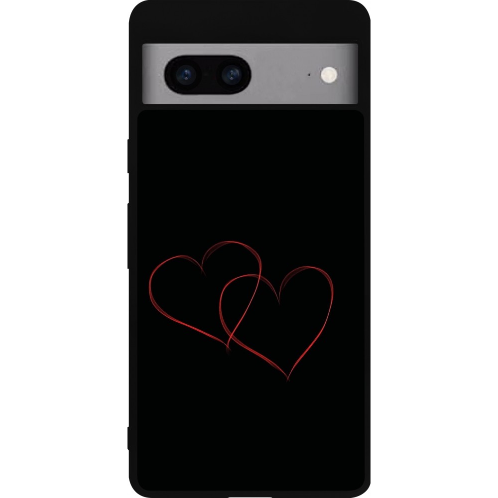 Google Pixel 7a Case Hülle - Silikon schwarz Valentine 2023 attached heart