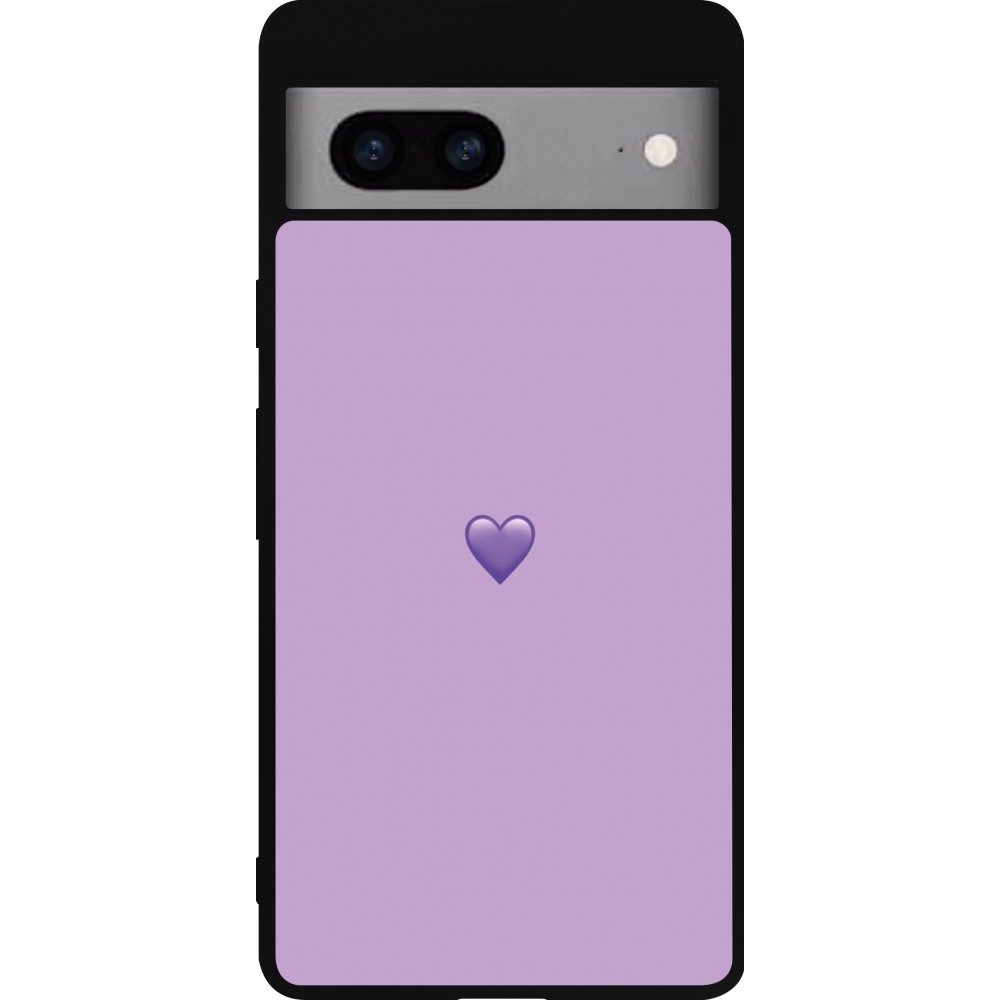 Google Pixel 7a Case Hülle - Silikon schwarz Valentine 2023 purpule single heart