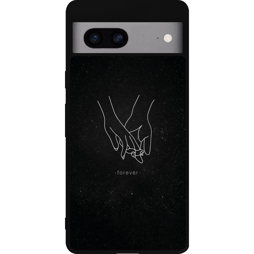 Google Pixel 7a Case Hülle - Silikon schwarz Valentine 2023 hands forever